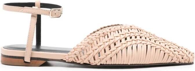 Patrizia Pepe Leren slippers Beige