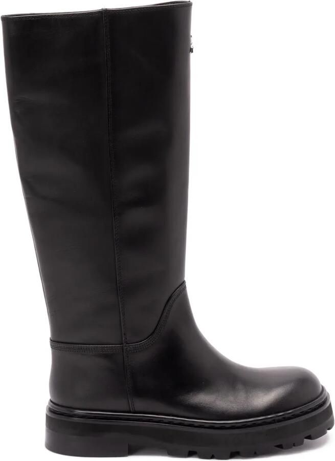 Patrizia Pepe 50 mm kniehoge laarzen met ritsdetail Zwart