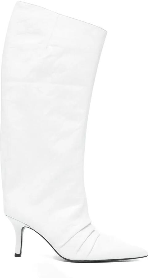 Patrizia Pepe 75 mm gekreukte laarzen met puntige neus Wit