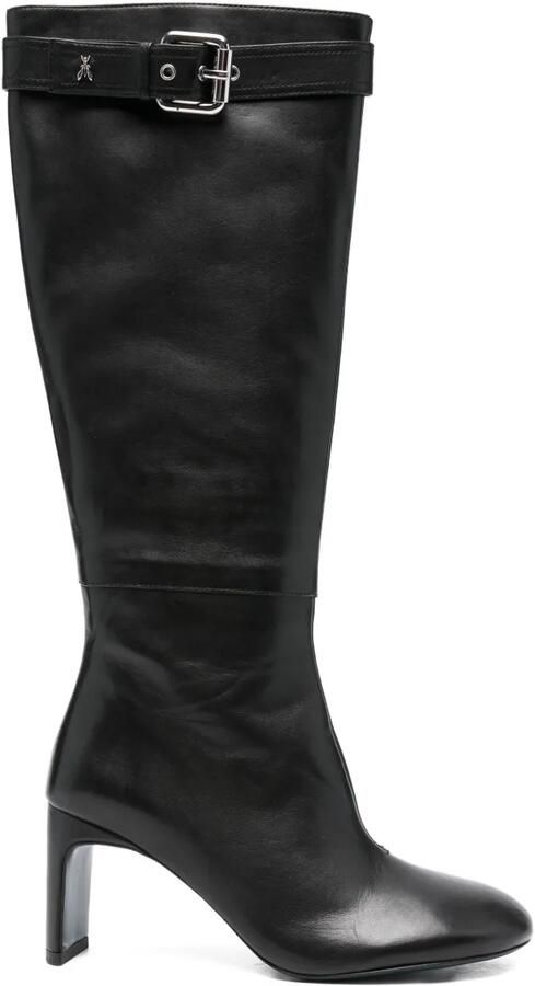 Patrizia Pepe 80 mm leren laarzen met gespbandje Zwart