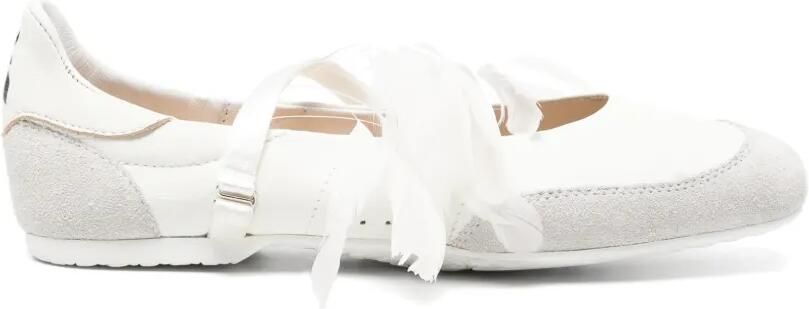 Patrizia Pepe Dancing Skin leren ballerina's met veren Wit