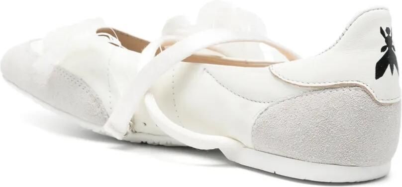 Patrizia Pepe Dancing Skin leren ballerina's met veren Wit - Foto 4