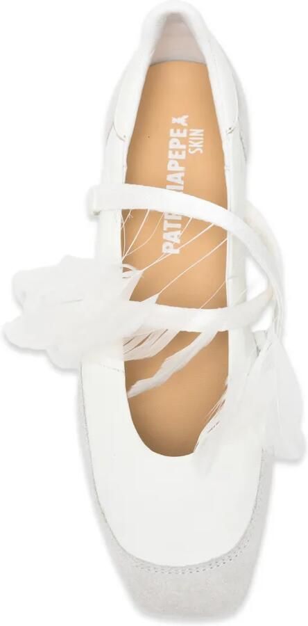 Patrizia Pepe Dancing Skin leren ballerina's met veren Wit - Foto 2
