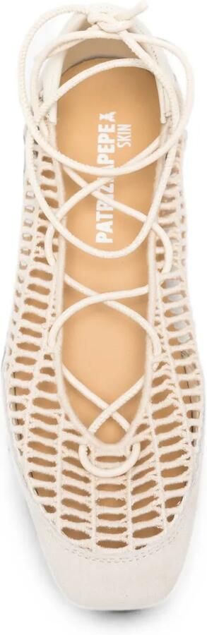Patrizia Pepe Dancing Skin raffia ballerina's Beige