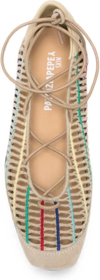 Patrizia Pepe Dancing Skin raffia ballerina's Beige