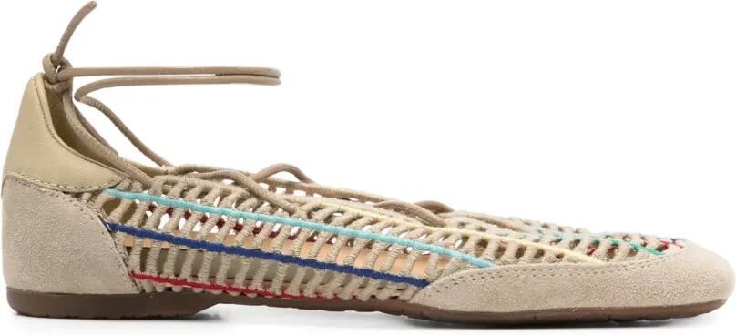 Patrizia Pepe Dancing Skin raffia ballerina's Beige - Foto 4