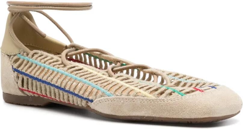 Patrizia Pepe Dancing Skin raffia ballerina's Beige - Foto 3