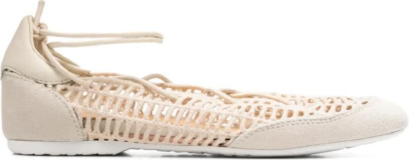 Patrizia Pepe Dancing Skin raffia ballerina's Beige - Foto 4