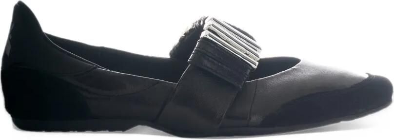 Patrizia Pepe embellished leather ballet flats Zwart