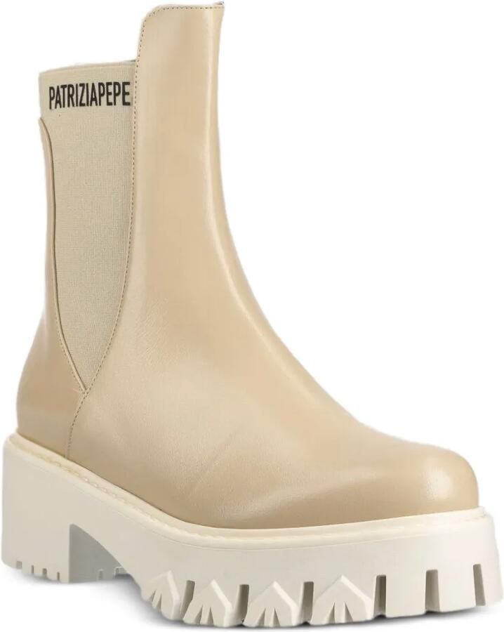 Patrizia Pepe Enkellaarzen met logoprint Beige - Foto 2