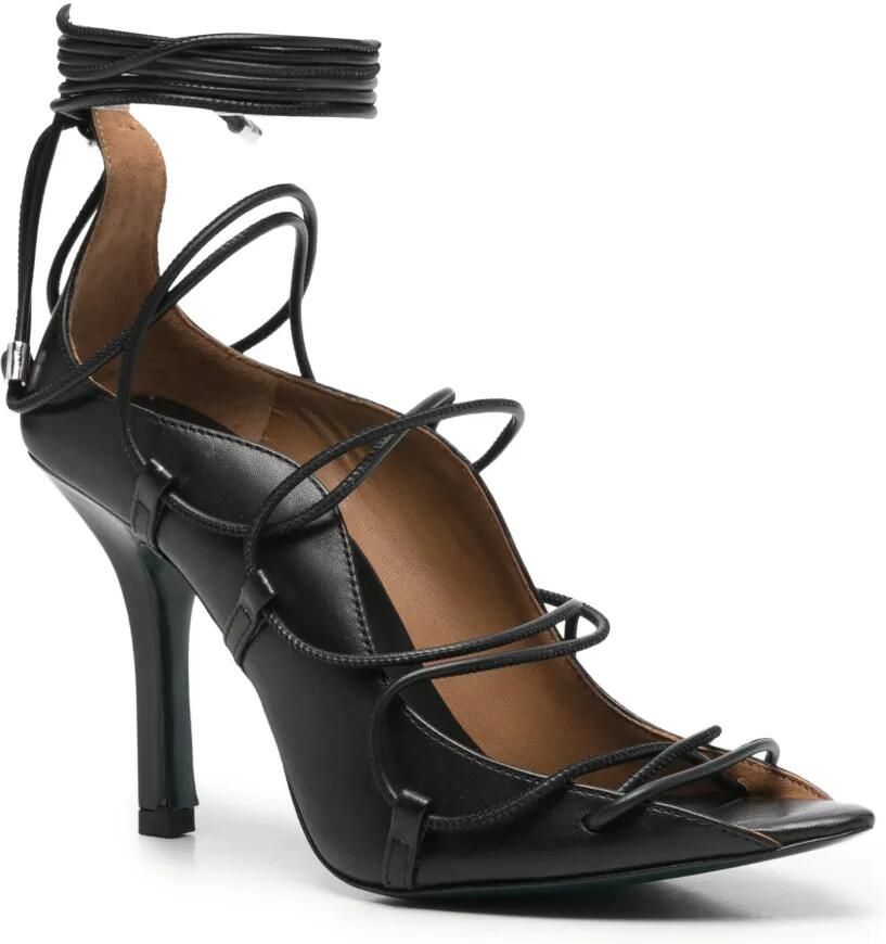 Patrizia Pepe lace-up leather sandals Zwart