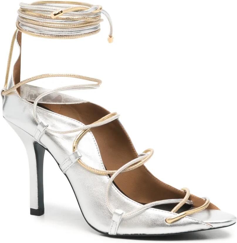 Patrizia Pepe laminated lace-up sandals Zilver - Foto 4