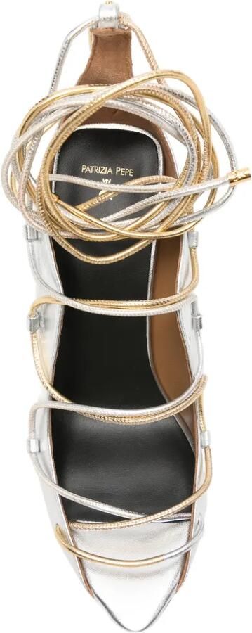 Patrizia Pepe laminated lace-up sandals Zilver - Foto 3