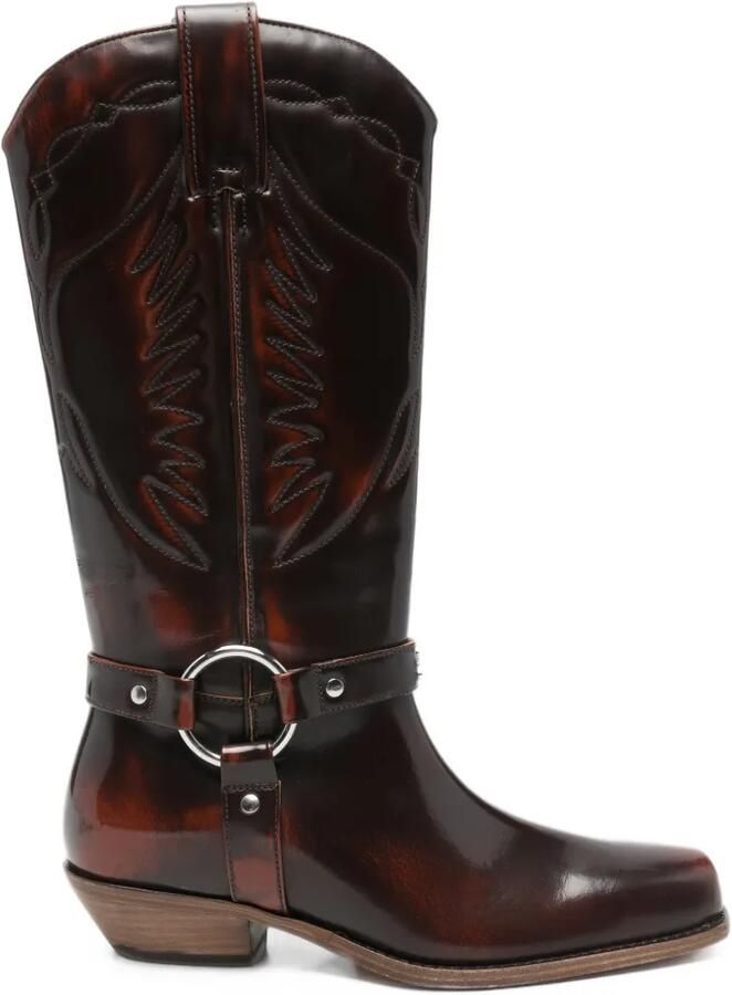 Patrizia Pepe leather cowboy boots Bruin
