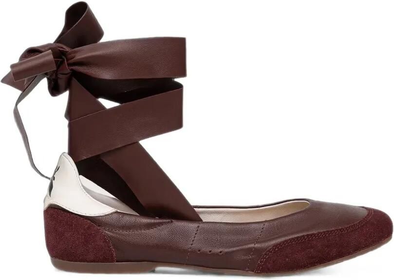 Patrizia Pepe leather tie-fastening ballet flats Bruin
