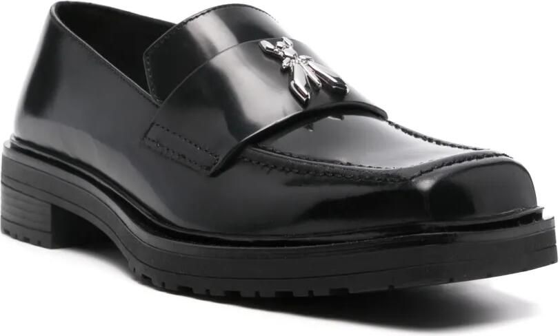 Patrizia Pepe Leren loafers met logoplakkaat Zwart - Foto 2