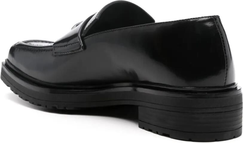 Patrizia Pepe Leren loafers met logoplakkaat Zwart - Foto 3