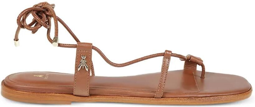 Patrizia Pepe Leren sandalen met striksluiting Bruin