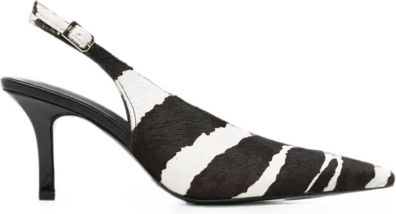 Patrizia Pepe Leren slingback pumps met zebraprint Zwart