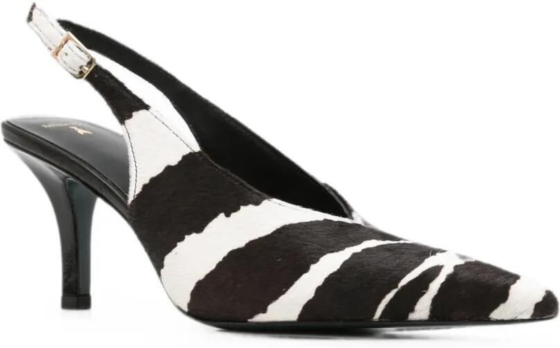 Patrizia Pepe Leren slingback pumps met zebraprint Zwart - Foto 2