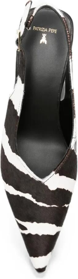Patrizia Pepe Leren slingback pumps met zebraprint Zwart - Foto 4