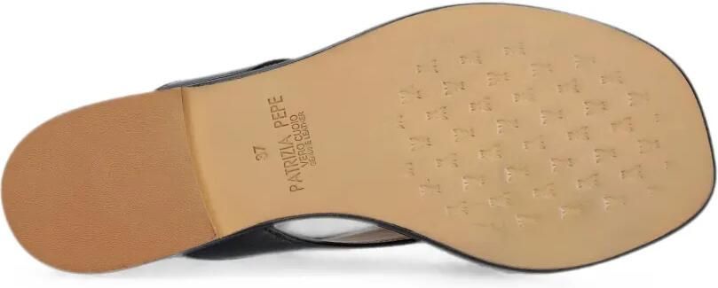 Patrizia Pepe Leren teenslippers met logoplakkaat Zwart - Foto 3