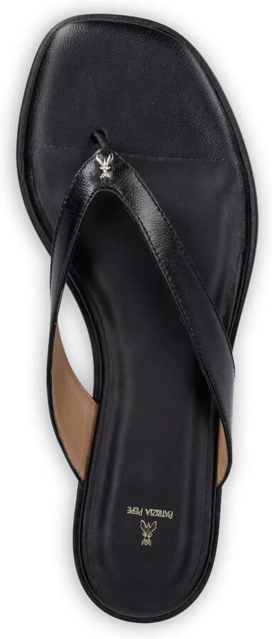 Patrizia Pepe Leren teenslippers met logoplakkaat Zwart - Foto 2