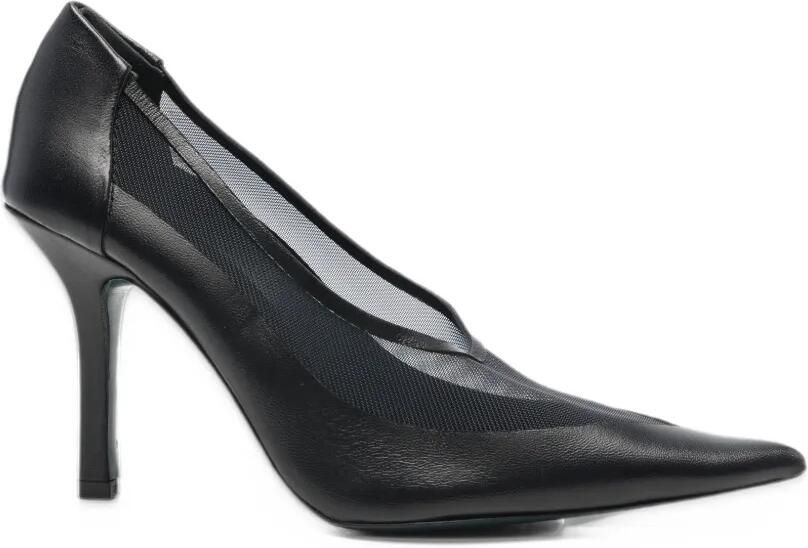 Patrizia Pepe Pumps met puntige neus en mesh vlakken Zwart