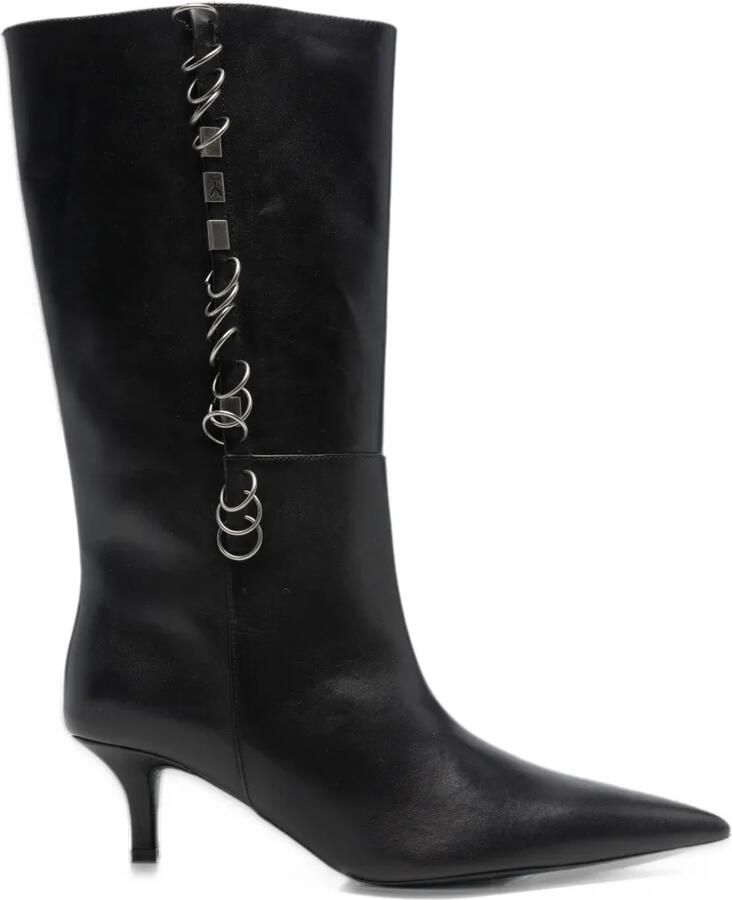 Patrizia Pepe ring-embellished pointed-toe boots Zwart