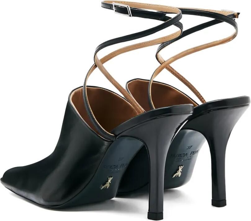 Patrizia Pepe Sabot leren sandalen met enkelbandjes Zwart - Foto 2