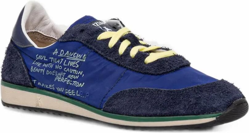 Patrizia Pepe Skin suede-panelled logo-print sneakers Blauw - Foto 4