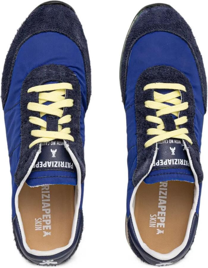 Patrizia Pepe Skin suede-panelled logo-print sneakers Blauw - Foto 2