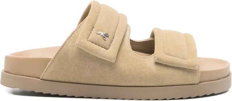 Patrizia Pepe Suède sandalen met logodetail Beige