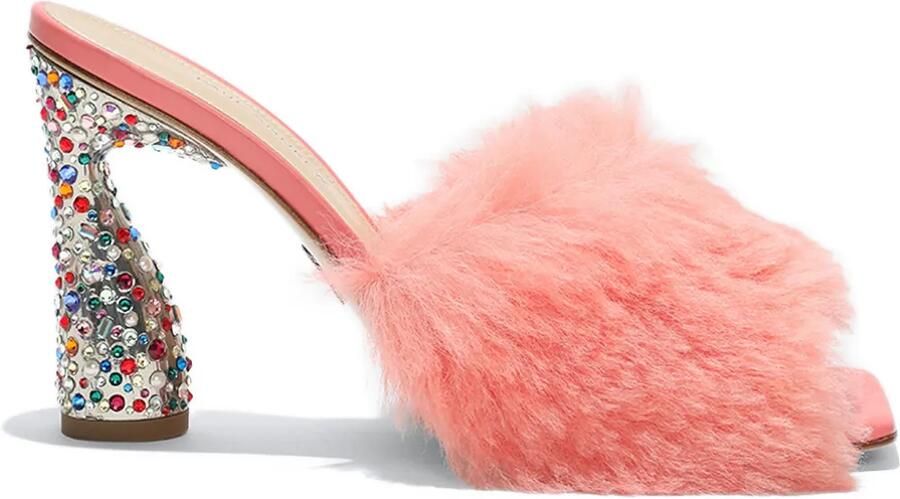 Paul Andrew 95 mm Arc Fluffy sandalen met verfraaide hak Roze