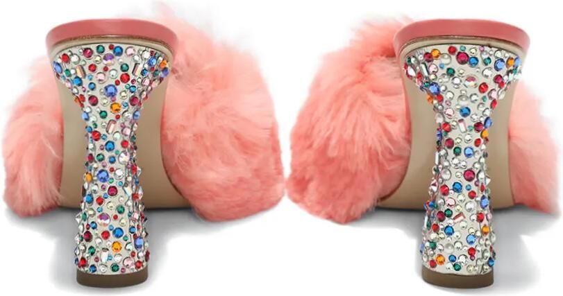 Paul Andrew 95 mm Arc Fluffy sandalen met verfraaide hak Roze - Foto 4