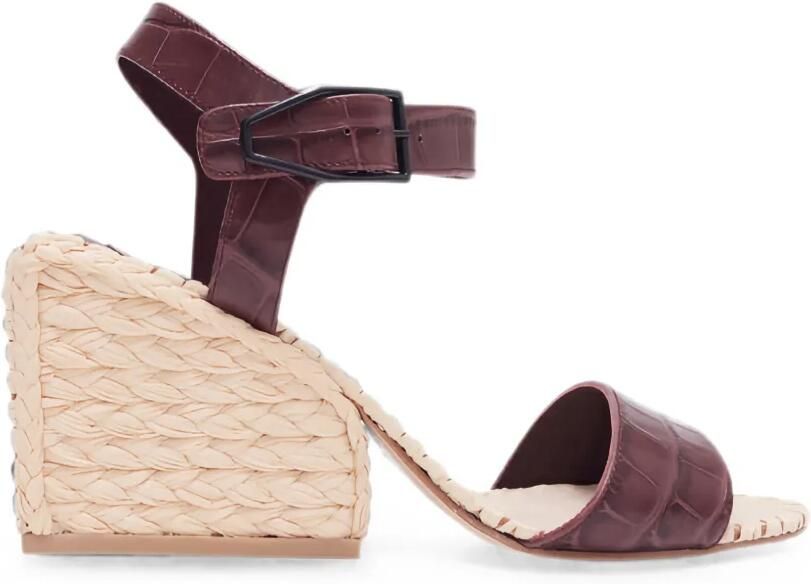 Paul Andrew Adroit espadrilles met raffia afwerking en krokodillen-reliëf Bruin