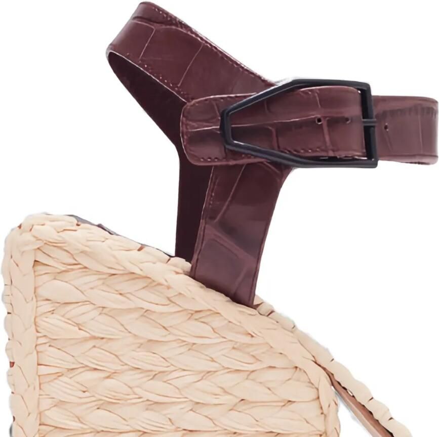 Paul Andrew Adroit espadrilles met raffia afwerking en krokodillen-reliëf Bruin - Foto 2