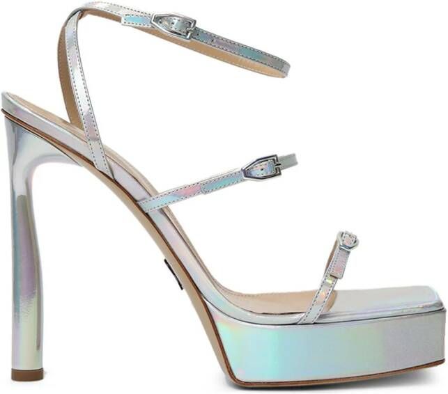 Paul Andrew 125 mm Slinky sandalen met plateauzool Zilver