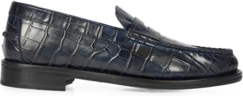 Paul Smith Navy 'Rialto' loafers met krokodillen-reliëf Blauw