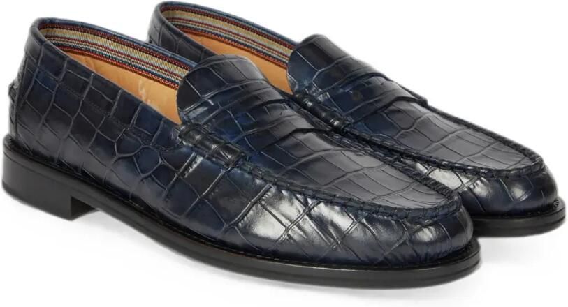 Paul Smith Navy 'Rialto' loafers met krokodillen-reliëf Blauw - Foto 4