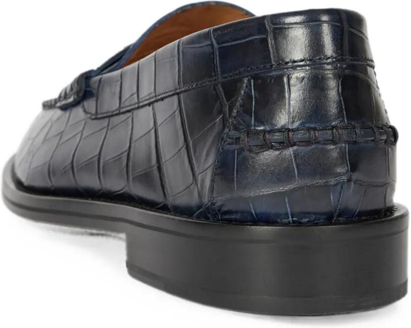 Paul Smith Navy 'Rialto' loafers met krokodillen-reliëf Blauw - Foto 3