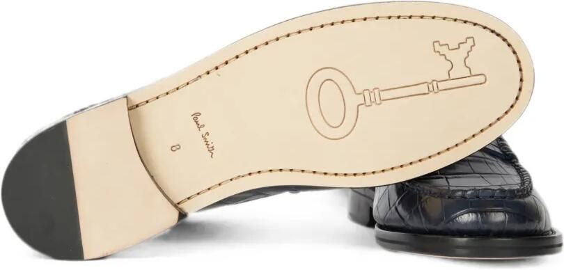 Paul Smith Navy 'Rialto' loafers met krokodillen-reliëf Blauw - Foto 5