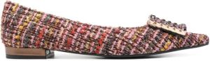 Paul Warmer Carre bouclé ballerina's Paars
