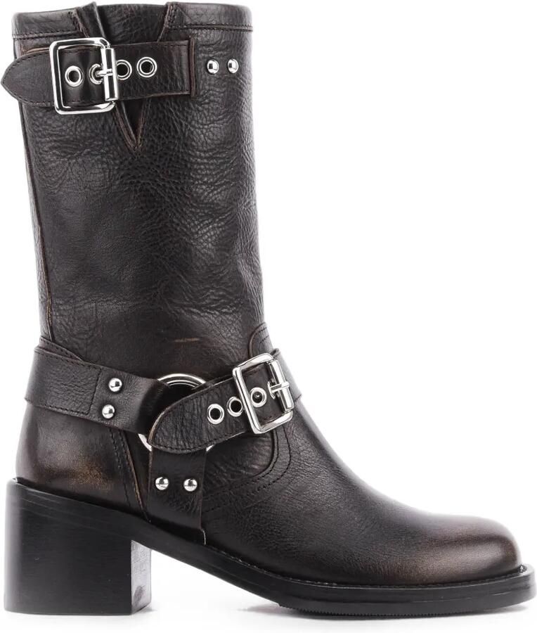 Paul Warmer 123 Bikerette buckle-strap mid-calf boots Bruin