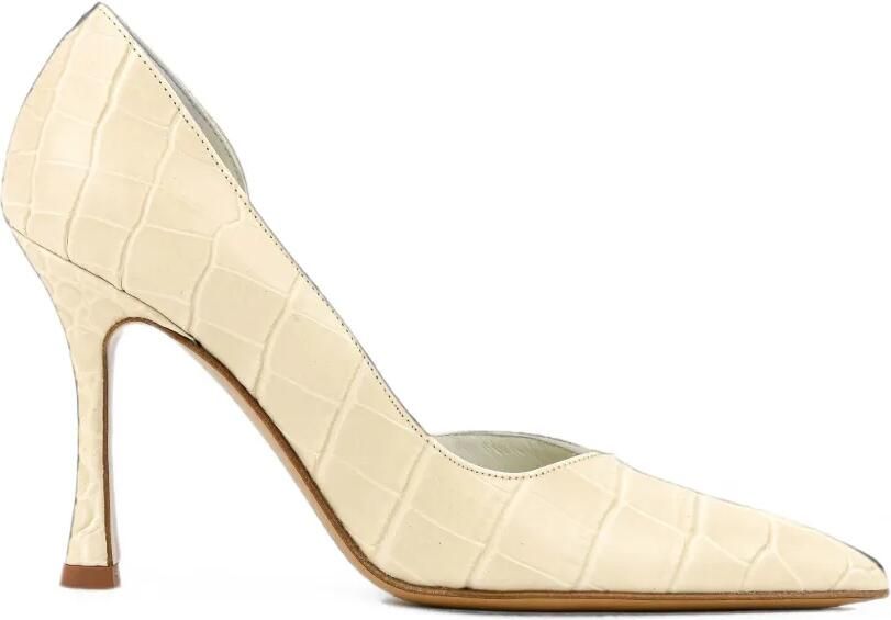 Paul Warmer D'Orsay pumps met krokodillen-reliëf Beige