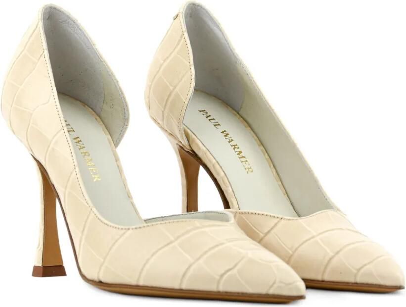 Paul Warmer D'Orsay pumps met krokodillen-reliëf Beige - Foto 4