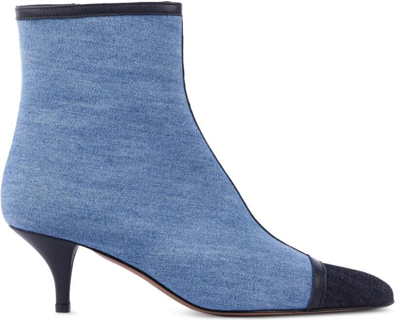 Paul Warmer Enkellaarzen met puntige neus en vlakken Blauw
