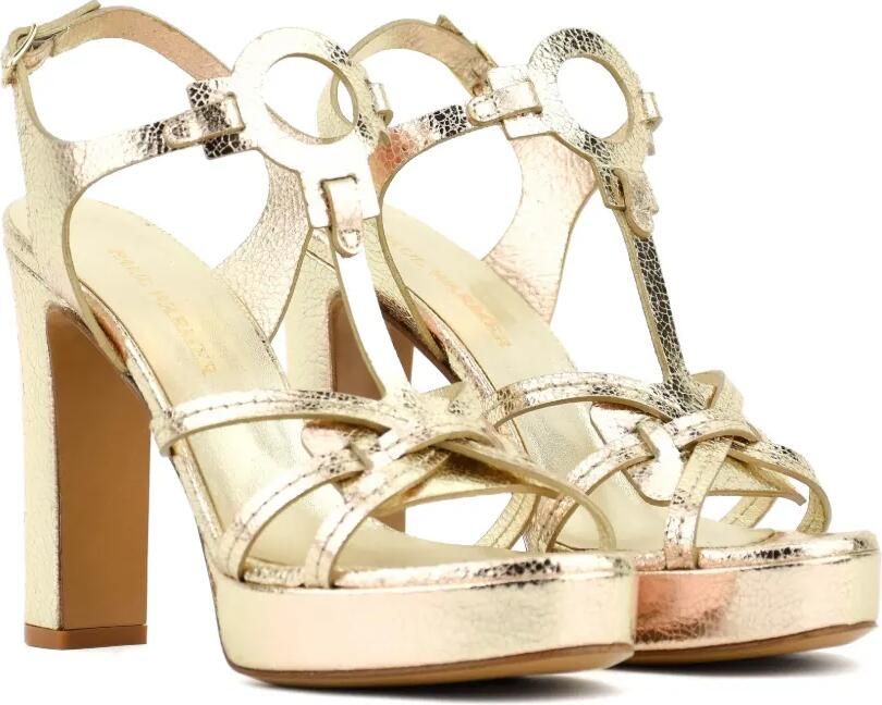 Paul Warmer Leren sandalen met gebarsten effect Goud - Foto 4