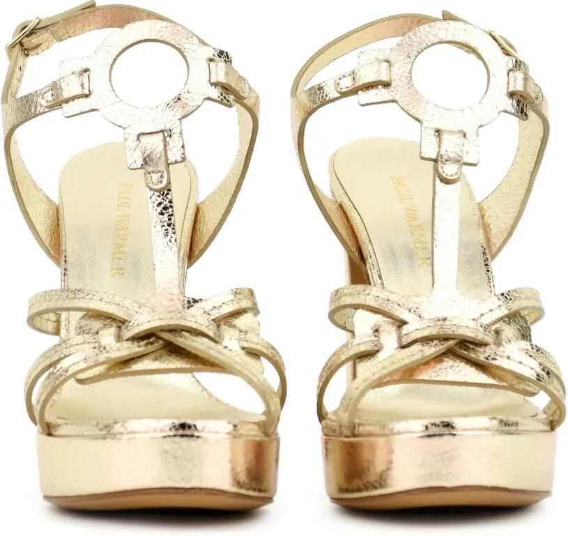 Paul Warmer Leren sandalen met gebarsten effect Goud - Foto 2