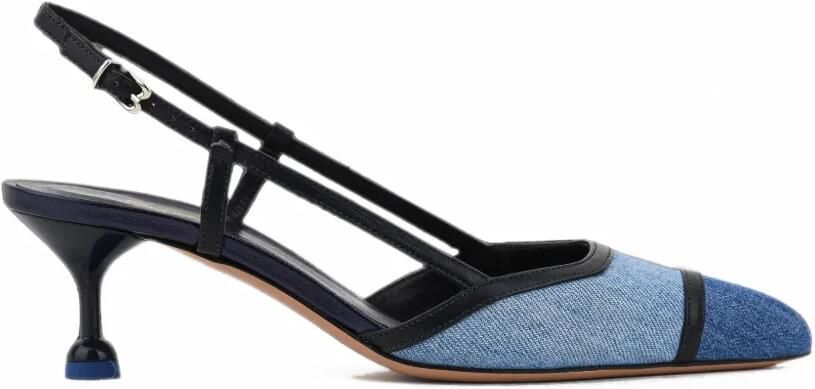 Paul Warmer Odine denim slingback pumps Blauw